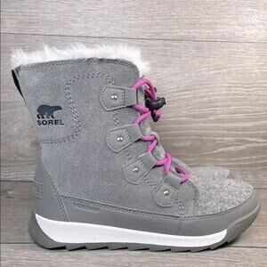 Sorel Youth Whitney II Joan Lace Quarry Suede Little Girl Sz 2 Winter Boots